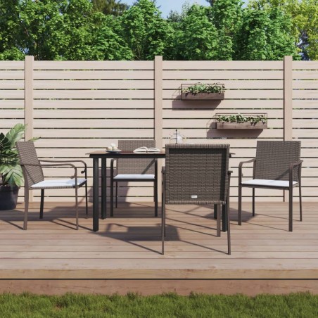 Ensemble à manger de jardin 5 pcs coussins résine tressée acier 530062530062