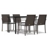 Ensemble à manger de jardin 5 pcs coussins résine tressée acier 530062530062