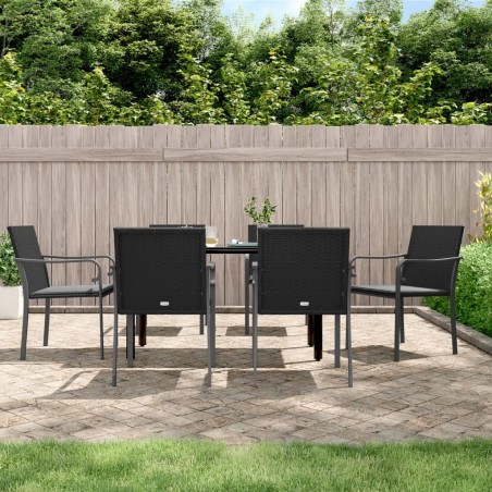 Ensemble à manger de jardin 7 pcs coussins résine tressée acier 530063530063