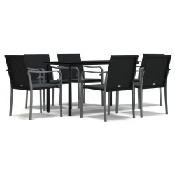 Ensemble à manger de jardin 7 pcs coussins résine tressée acier 530063530063