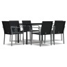 Ensemble à manger de jardin 7 pcs coussins résine tressée acier 530063530063