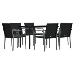 Ensemble à manger de jardin 7 pcs coussins résine tressée acier 530063530063