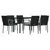 Ensemble à manger de jardin 7 pcs coussins résine tressée acier 530063530063