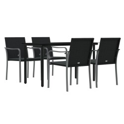 Ensemble à manger de jardin 5 pcs coussins résine tressée acier 530064530064