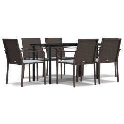 Ensemble à manger de jardin 7 pcs coussins résine tressée acier 530065530065
