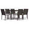 Ensemble à manger de jardin 7 pcs coussins résine tressée acier 530065530065