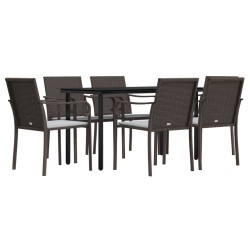 Ensemble à manger de jardin 7 pcs coussins résine tressée acier 530065530065