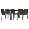 Ensemble à manger de jardin 7 pcs coussins résine tressée acier 530065530065