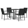 Ensemble à manger de jardin 5 pcs coussins résine tressée acier 530066530066