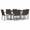 Ensemble à manger de jardin 7 pcs coussins résine tressée acier 530067530067