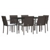 Ensemble à manger de jardin 7 pcs coussins résine tressée acier 530067530067
