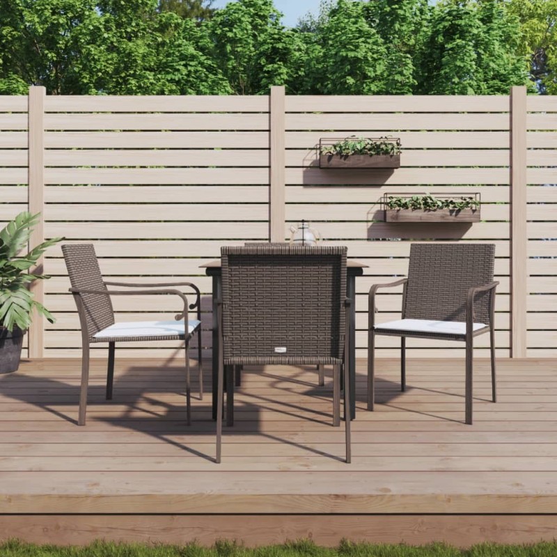 Ensemble à manger de jardin 5 pcs coussins résine tressée acier 530069530069