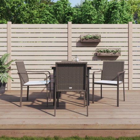 Ensemble à manger de jardin 5 pcs coussins résine tressée acier 530069530069