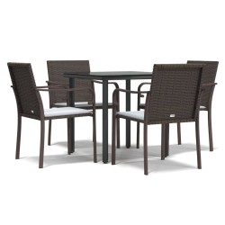 Ensemble à manger de jardin 5 pcs coussins résine tressée acier 530069530069