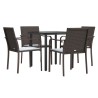 Ensemble à manger de jardin 5 pcs coussins résine tressée acier 530069530069