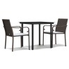Ensemble à manger de jardin 3 pcs coussins résine tressée acier 530070530070
