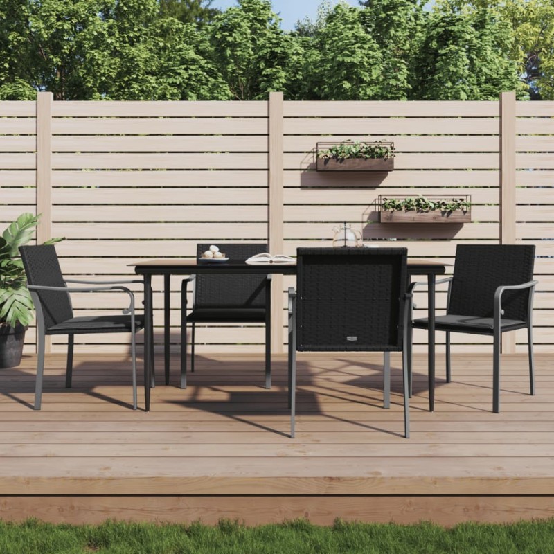 Ensemble à manger de jardin 5 pcs coussins résine tressée acier 530071530071