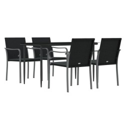 Ensemble à manger de jardin 5 pcs coussins résine tressée acier 530071530071