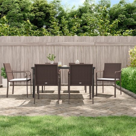 Ensemble à manger de jardin 7 pcs coussins résine tressée acier 530072530072