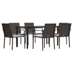 Ensemble à manger de jardin 7 pcs coussins résine tressée acier 530072530072