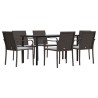 Ensemble à manger de jardin 7 pcs coussins résine tressée acier 530072530072