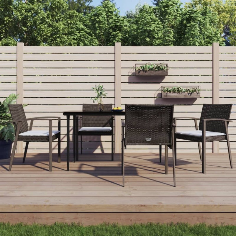 Ensemble à manger de jardin 5 pcs coussins résine tressée acier 530073530073