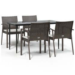 Ensemble à manger de jardin 5 pcs coussins résine tressée acier 530073530073