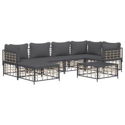Salon de jardin 7 pcs avec coussins anthracite résine tressée 530074530074