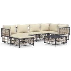 Salon de jardin 7 pcs avec coussins anthracite résine tressée 530075530075