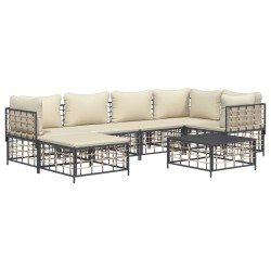 Salon de jardin 7 pcs avec coussins anthracite résine tressée 530075530075