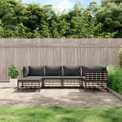 Salon de jardin 6 pcs avec coussins anthracite résine tressée 530076530076