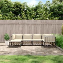 Salon de jardin 6 pcs avec coussins anthracite résine tressée 530077530077