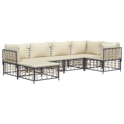 Salon de jardin 6 pcs avec coussins anthracite résine tressée 530077530077