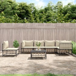 Salon de jardin 7 pcs avec coussins anthracite résine tressée 530078530078