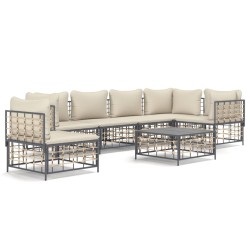 Salon de jardin 7 pcs avec coussins anthracite résine tressée 530078530078