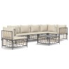 Salon de jardin 7 pcs avec coussins anthracite résine tressée 530078530078