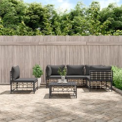 Salon de jardin 6 pcs avec coussins anthracite résine tressée 530079530079