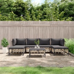 Salon de jardin 7 pcs avec coussins anthracite résine tressée 530080530080