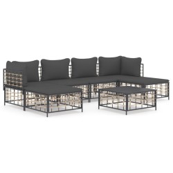 Salon de jardin 7 pcs avec coussins anthracite résine tressée 530080530080