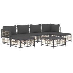 Salon de jardin 7 pcs avec coussins anthracite résine tressée 530080530080