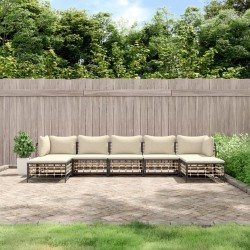 Salon de jardin 7 pcs avec coussins anthracite résine tressée 530081530081