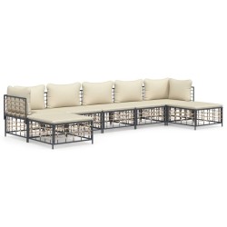 Salon de jardin 7 pcs avec coussins anthracite résine tressée 530081530081