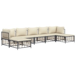 Salon de jardin 7 pcs avec coussins anthracite résine tressée 530081530081