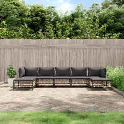 Salon de jardin 7 pcs avec coussins anthracite résine tressée 530082530082