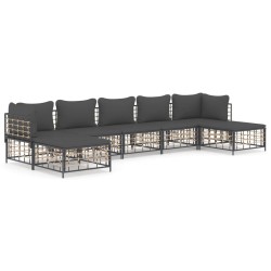 Salon de jardin 7 pcs avec coussins anthracite résine tressée 530082530082