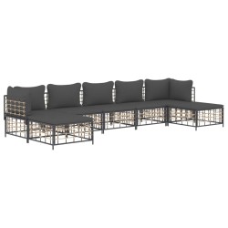 Salon de jardin 7 pcs avec coussins anthracite résine tressée 530082530082