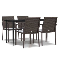 Ensemble à manger de jardin 5 pcs coussins résine tressée acier 530083530083