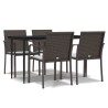 Ensemble à manger de jardin 5 pcs coussins résine tressée acier 530083530083