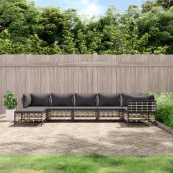 Salon de jardin 7 pcs avec coussins anthracite résine tressée 530084530084