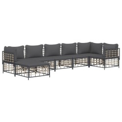 Salon de jardin 7 pcs avec coussins anthracite résine tressée 530084530084